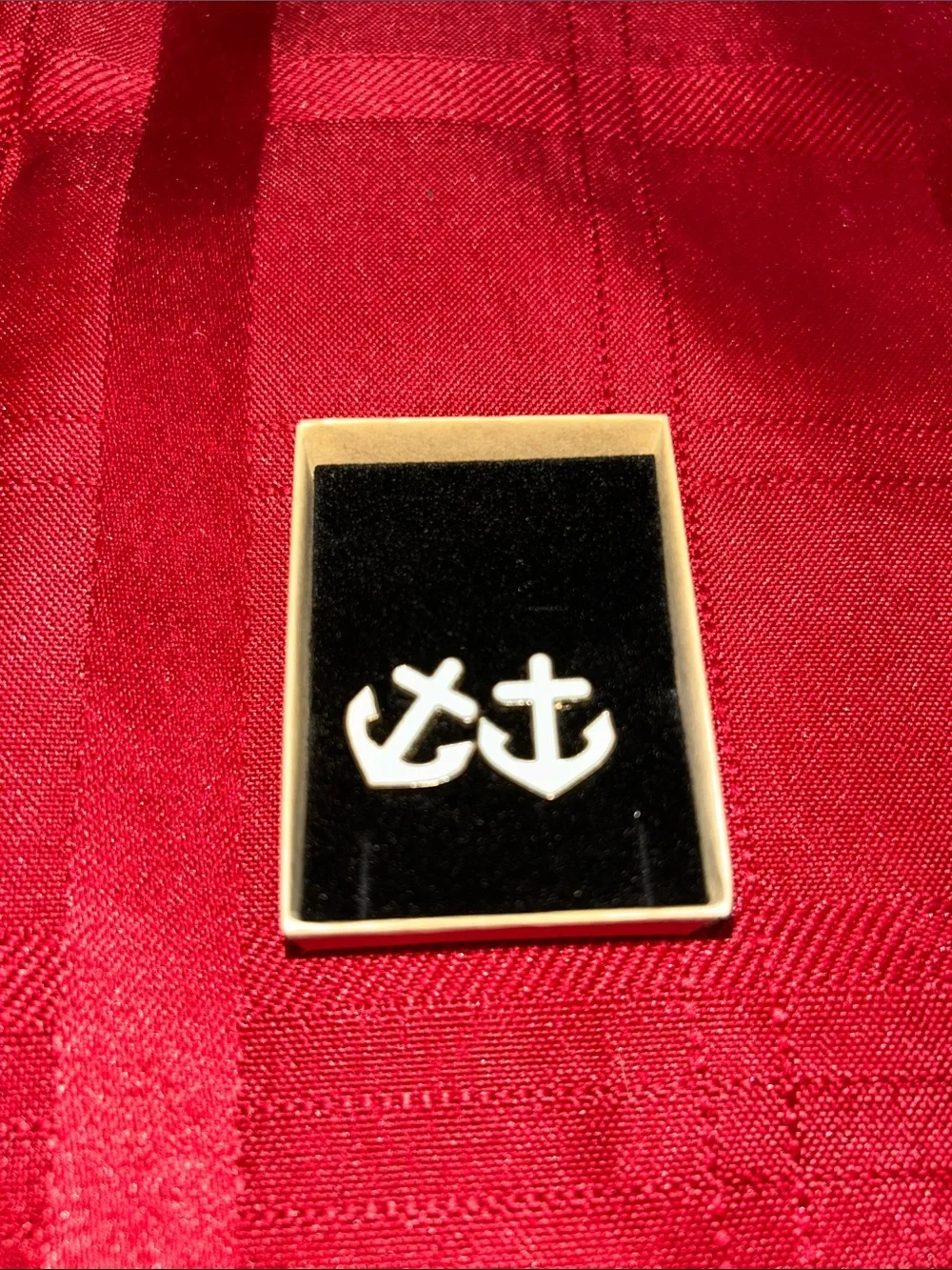 White Anchor Cufflinks for Men - Nautical Accent